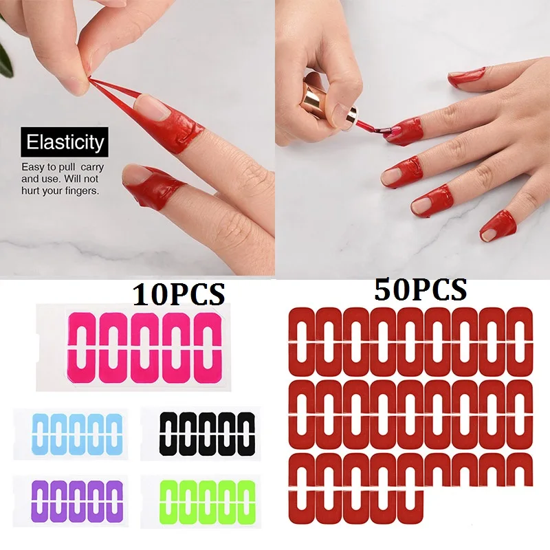 

50pcs/set U-shaped Spilling Proof Nail Polish Stickers Disposable Finger Cover Decals Protector DIY Nails Art Tools Hot Selling
