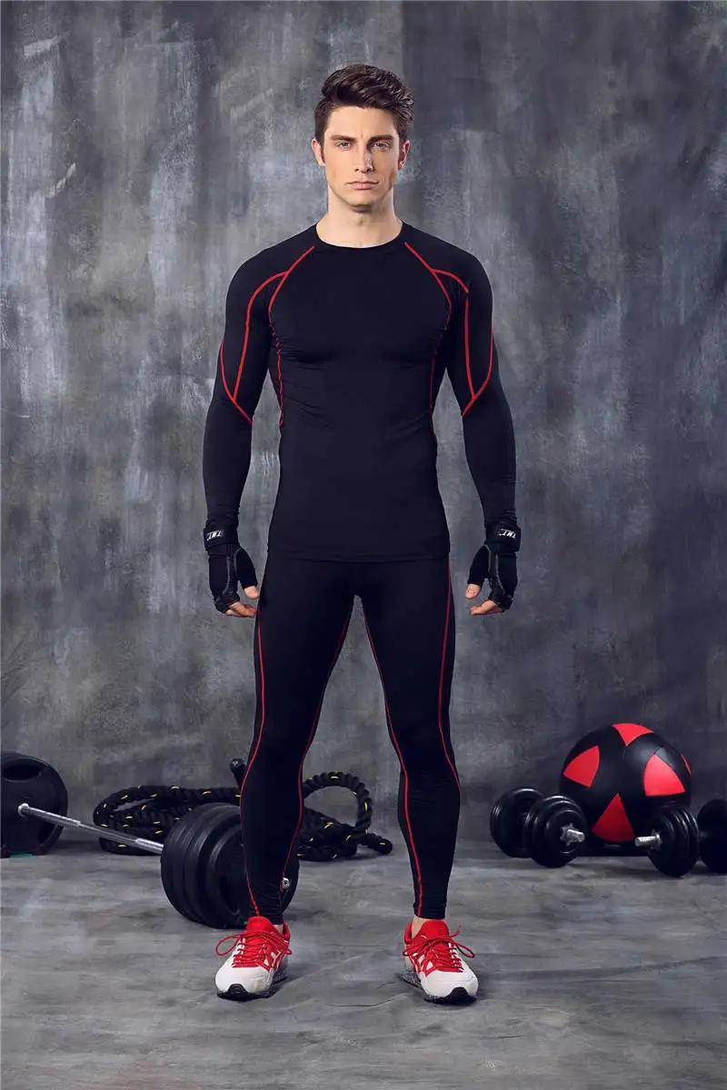 Для мужчин сжатия Кальсоны для женщин Фитнес зимние комплекты термобелья быстросохнущая gymming мужской Демисезонный спортивных работает