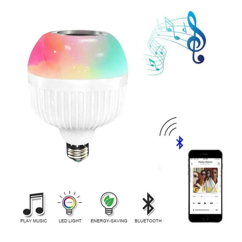 

Smart E27 RGB Bluetooth Speaker LED Bulb Light 12W Music Playing Dimmable Wireless Led Lamp with 24 Keys Remote Control