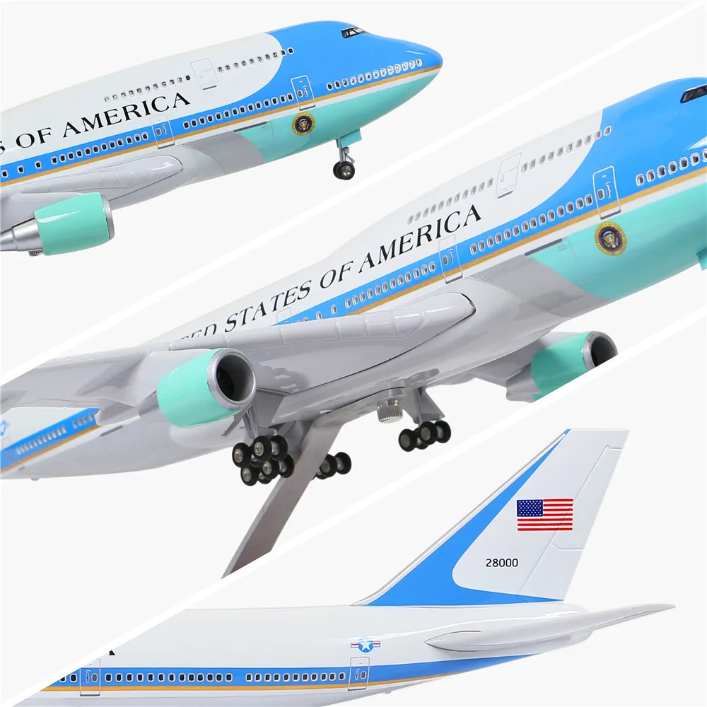 46 см 1:130 литья под давлением модель самолета airforceone Аэробус B747 с светодиодный свет(сенсорный экран или звук Управление) самолет для украшения или подарка