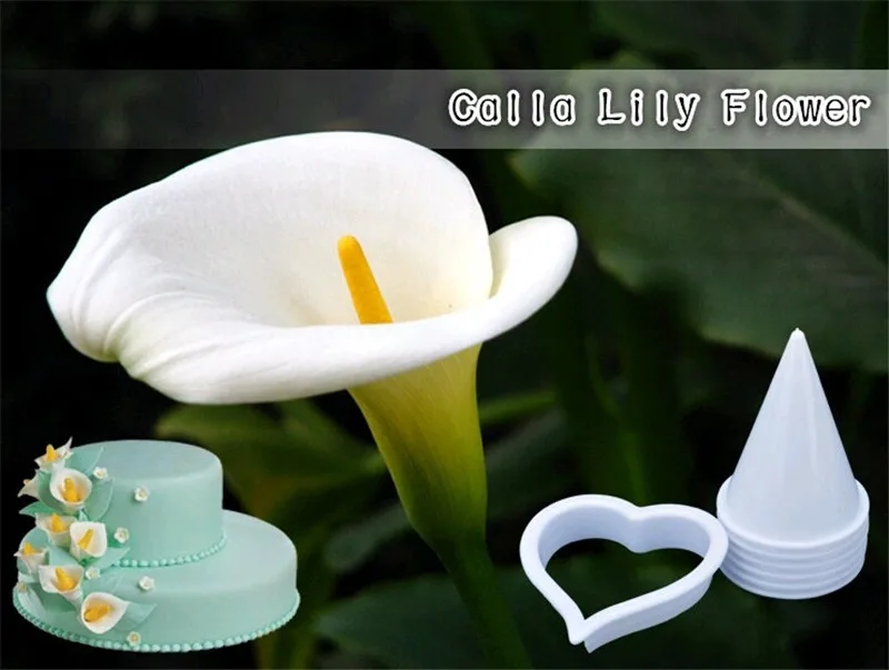 

Hot 6Pcs/Set Calla flower Spring Cookie Cutter biscuit mold DIY Stamper Fondant Baking Modeling Cake Decorating Tools A106