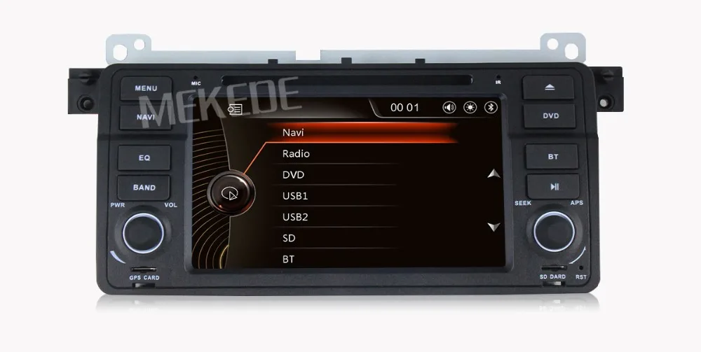 Excellent MEKEDE Factory Price 1 Din Car radio for BMW/E46 M3 car DVD screen e46  With GPS Bluetooth Radio RDS USB Steering wheel 18
