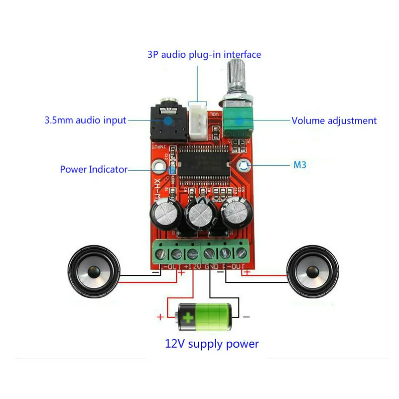 Цифровой аудио усилитель AIYIMA плата 12 Вт * 2 стерео двухканальный DIY звуковая