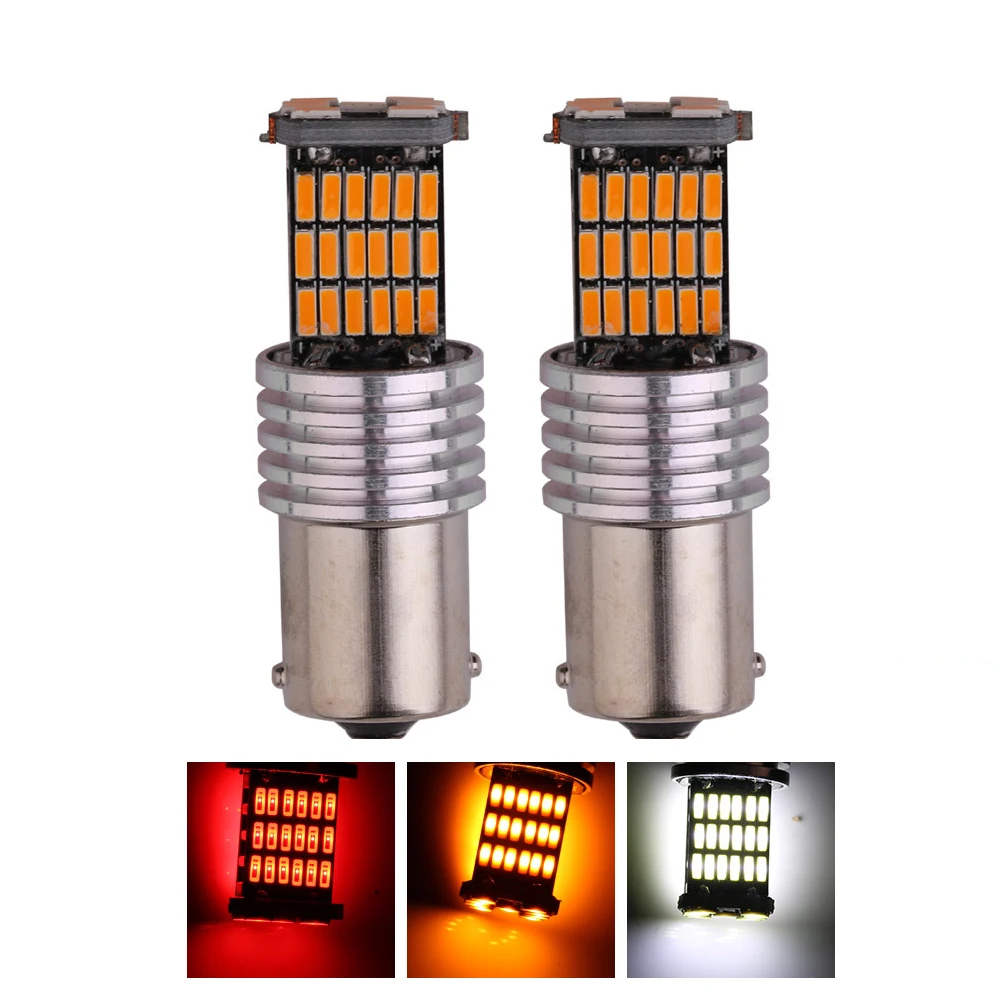 Canbus LED 1156 BA15S 1157 BAY15D 7440 7443 T16 W16W T15 45 Led Bulb White Yellow Red ERROR Free for Backup Lamp Reverse Light (2)