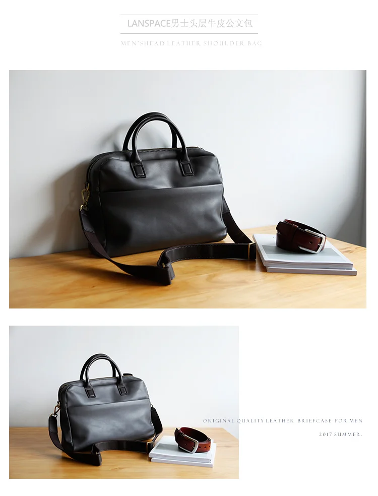 LANSPACE для мужчин кожаный портфель бренд высокое качество корова кожа бизнес сумка Топ сумка для ноутбука