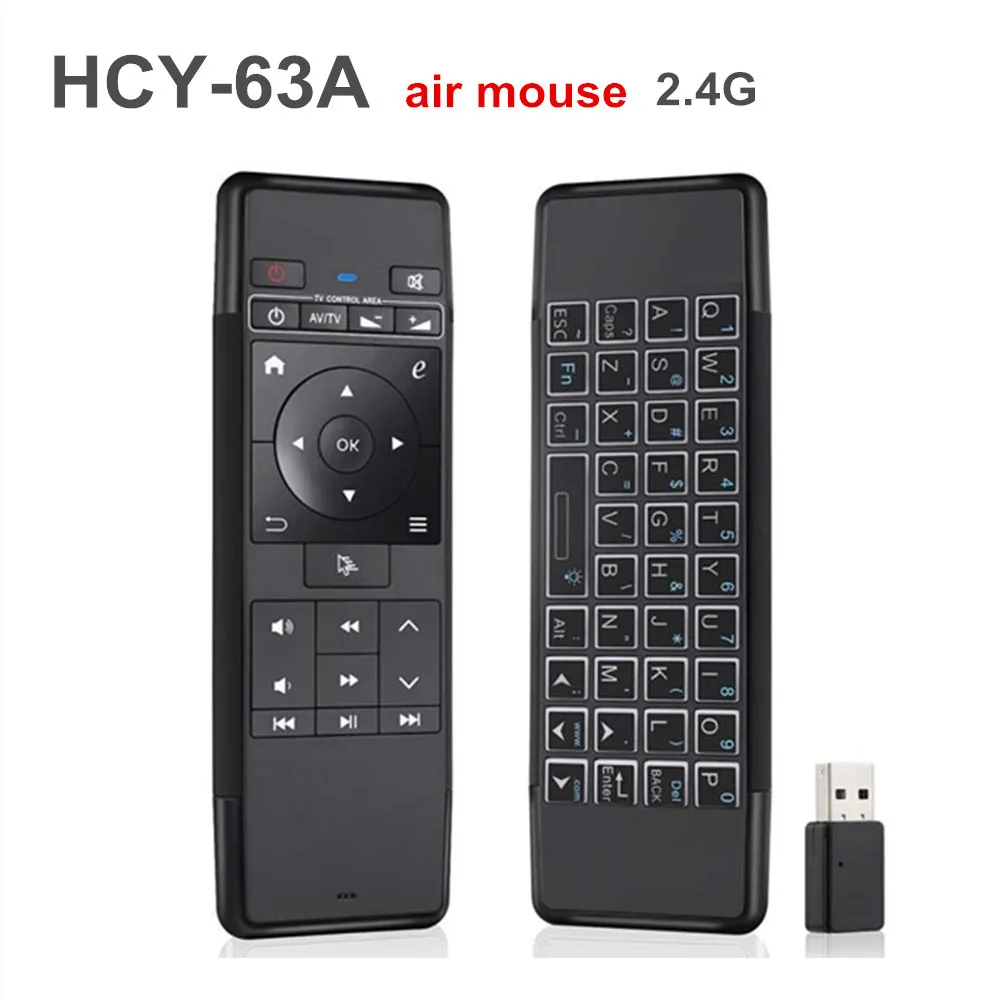 

New 2.4G HCY-63A Fly Air Mouse Wireless Motion Sensing Rechargeable with Mini Keyboard Remote Controller For Android TV Box