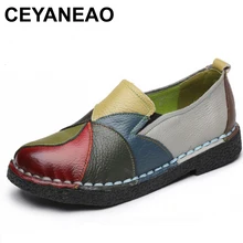 CEYANEAO2018 модная женская обувь лоферы из натуральной кожи женские Разноцветные Повседневные туфли ручной работы мягкая удобная женская обувь