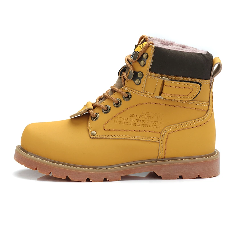 Men's Winter Snow Boots With Fur Rubber Ankle Boots Cow Split Leather Shoes High Quality Men Outdoor Work Shoe Plus Size 46 safety shoes men shoes