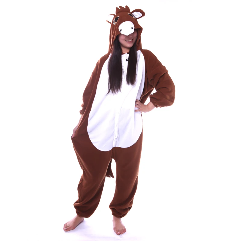 Brown Donkey Mule Onesies Unisex Sleepsuit Adult Pajamas Cosplay