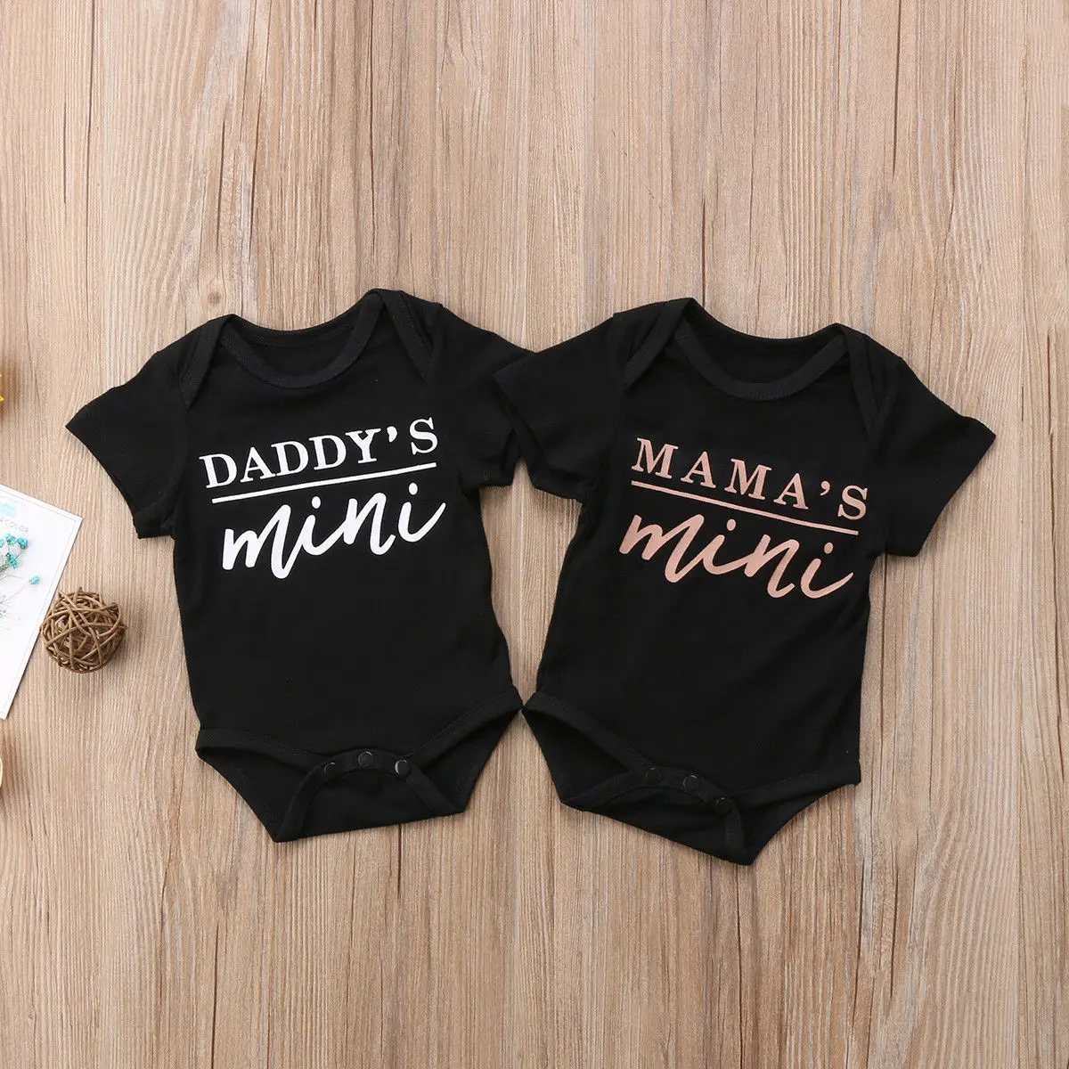 

2018 Newborn Baby Boys Girl MAMA Daddy Mini Babygrows Bodysuit Jumpsuit Black Summer Casual Clothes Outfits SS
