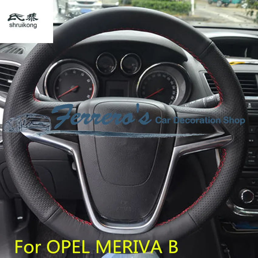 

Free Shipping Hand sewing Microfiber leather steering wheel covers for 2011-2013 OPEL meriva B