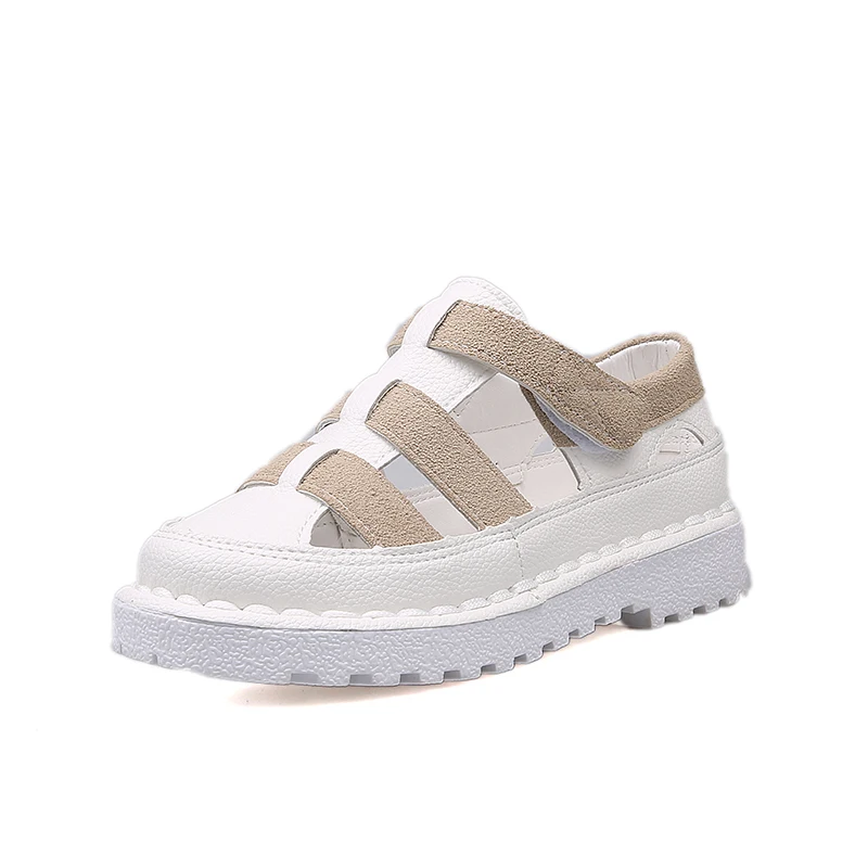 

Sandals woman shoes 2019 spring and summer new net red sponge cake thick white shoes wild flat breathable Roman sandals