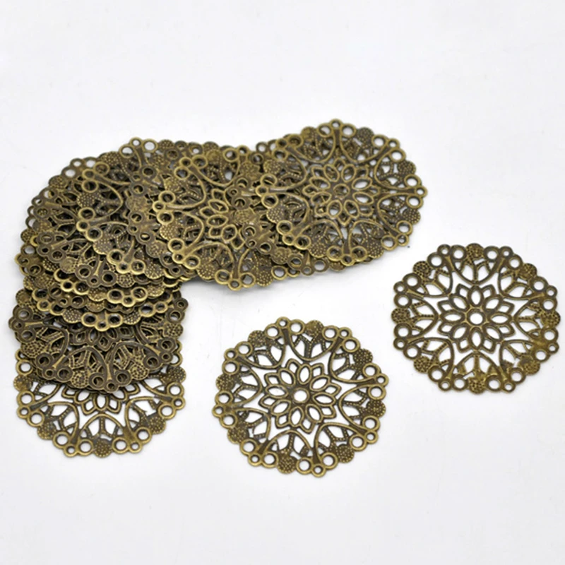 

Lovely Jewelry! 50 Bronze Tone Filigree Flower Wraps Connectors 35mm (B14745)