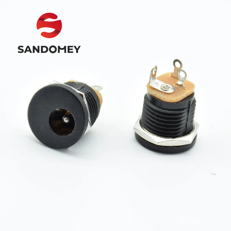 

10pcs DC-022 DC plug with nuts inner diameter5.5mm pin2.1mm power socket 5.5*2.1mm black