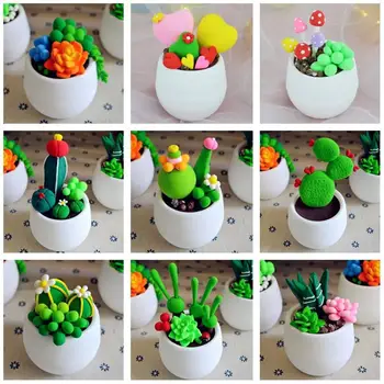

RCtown Lightweight DIY Clay Potted Succulents Early Educational Toy Set for Kids