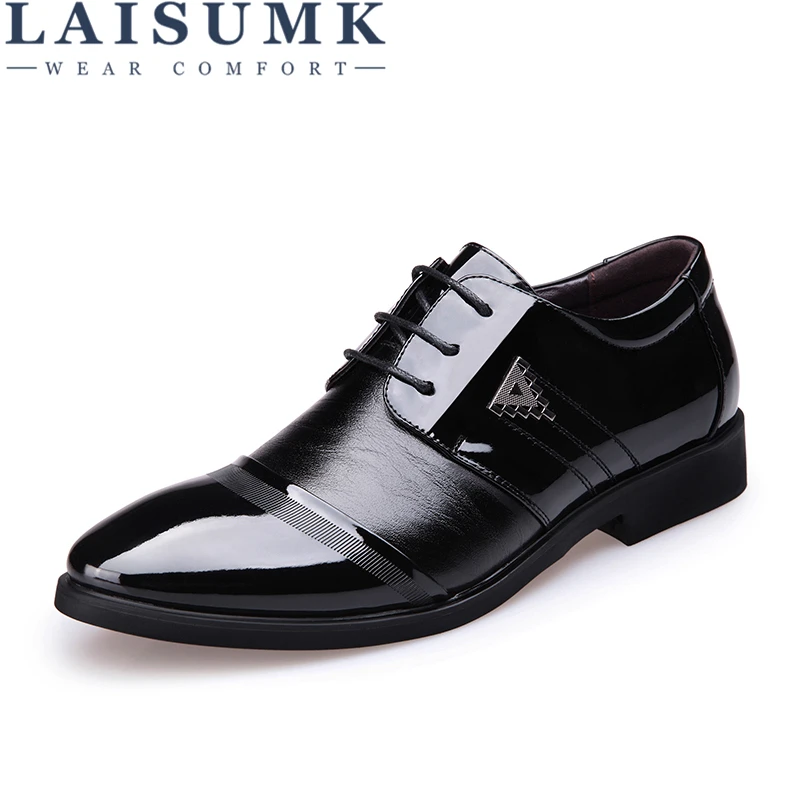 

LAISUMK 2019 New Men'S Dress Leather Shoes Winter Fashion Men Wedding Dress Shoes Comfortable Breathable Men'S Banquet Shoes