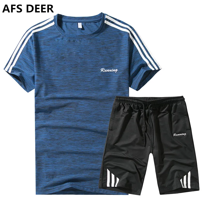 

New Summer Leisure Sportswear Set Men Set Short Sleeve T Shirts Tops+ Shorts Suit Men's Clothing Sets Male Men's Tracksuit