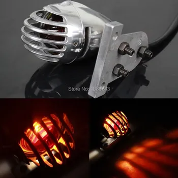 

Chrome Motorcycle Fin License Plate Mount Bullet Tail Brake Light Red Bulb Stop Lamp Fits For Harley Bobber Chopper Custom New