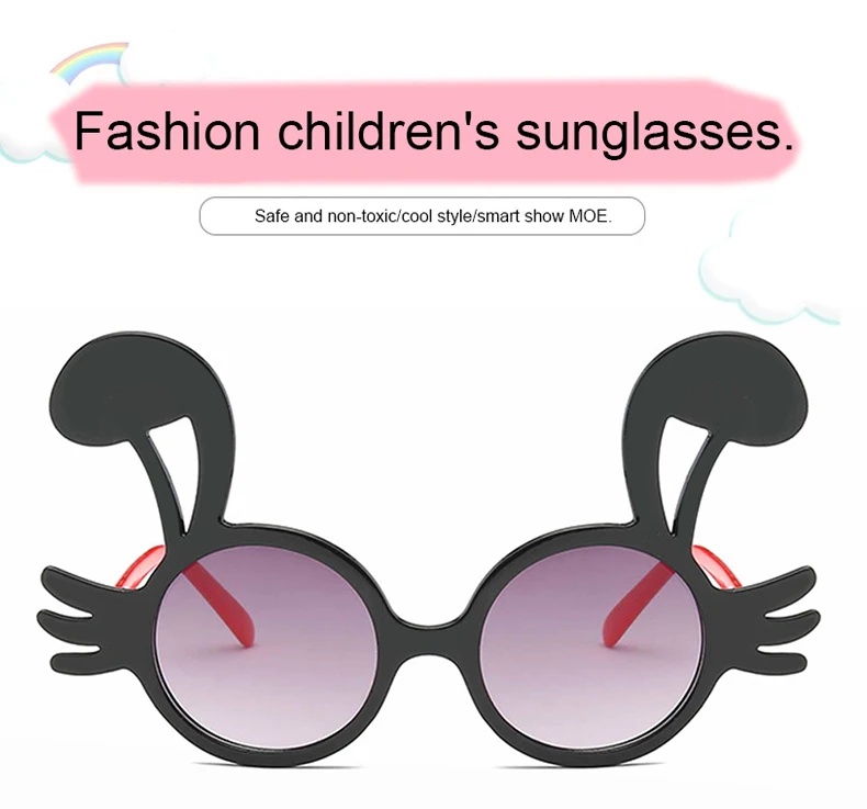 1 (1)MINIMUM Cute rabbit shape Flexible Kids Sunglasses Polarized Child Baby Safety Coating Sun Glasses UV400 Eyewear Shades Infant 
