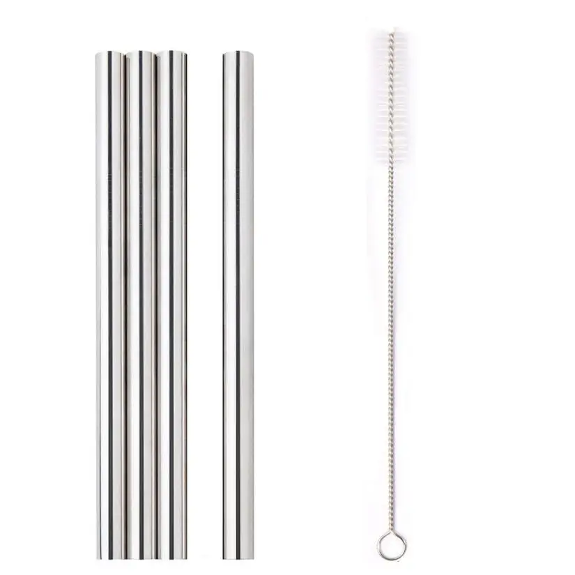 2018 NEW FASHION 4PC Stainless Steel Metal Straws Extra Wide 12mm Reusable Drinking Str W0710