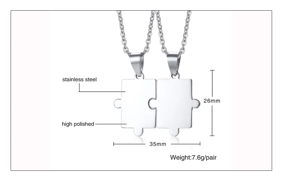 Meaeguet Free Engraving Puzzle Necklace For Best Friends Men Women Couple Stainless Steel Personalized Pendant Necklace Set (5)