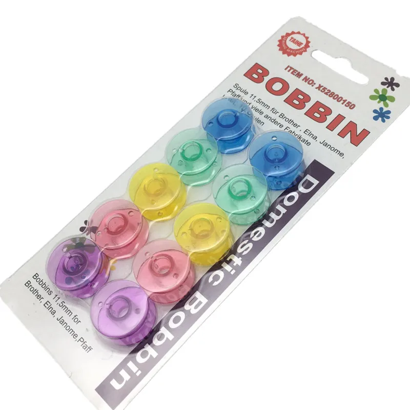 10 Pcs Multicolour Plastic Sewing Machine Bobbins Fits Singer Brother