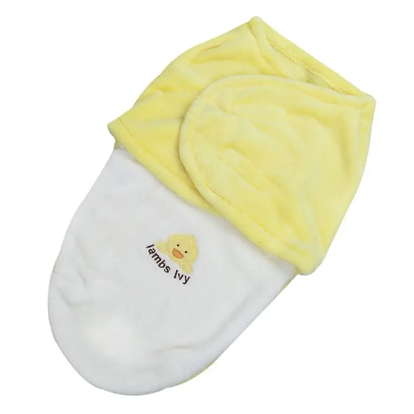 Пеленка для малышей, фланелевые конверты для новорождённых, мягкая Пеленка, безопасный спальный мешок, пеленка для младенцев, постельные принадлежности - Цвет: YELLOW