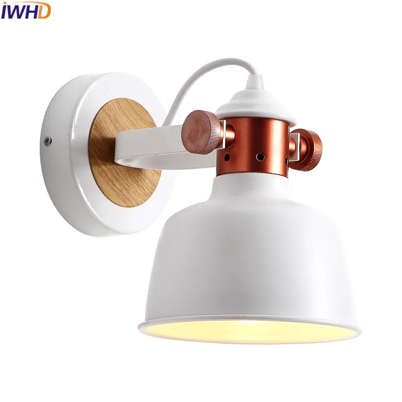 

IWHD Nordic Modern LED Wall Light Retro Loft Vintage Wall Lamp RH Iron Wooden Fixtures For Home Lighting Arandela Luminaria