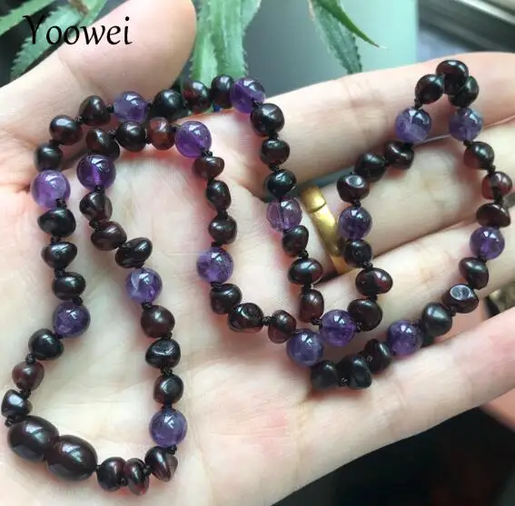 Yowei новое ожерелье из натурального янтаря/браслет для детей и взрослых, натуральные драгоценные камни, лазурит, розовый кварц, ювелирное изделие из приморского янтаря - Цвет камня: design 5