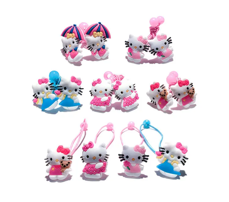 1-5 пар hello kitty Горячие Мультяшные заколки детские головные уборы разноцветные волосы веревки Аксессуары для путешествий