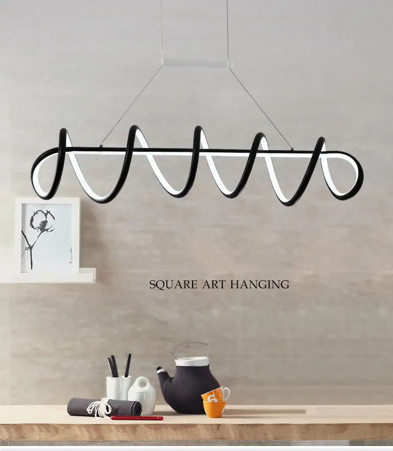 Luzes para Sala de Estar Sala de Jantar Novo Estilo Preto Branco Moderno Led Pingente Acrílico Lâmpadas Casa Design Ac110v 220 v - 9 Luzes de pendentes