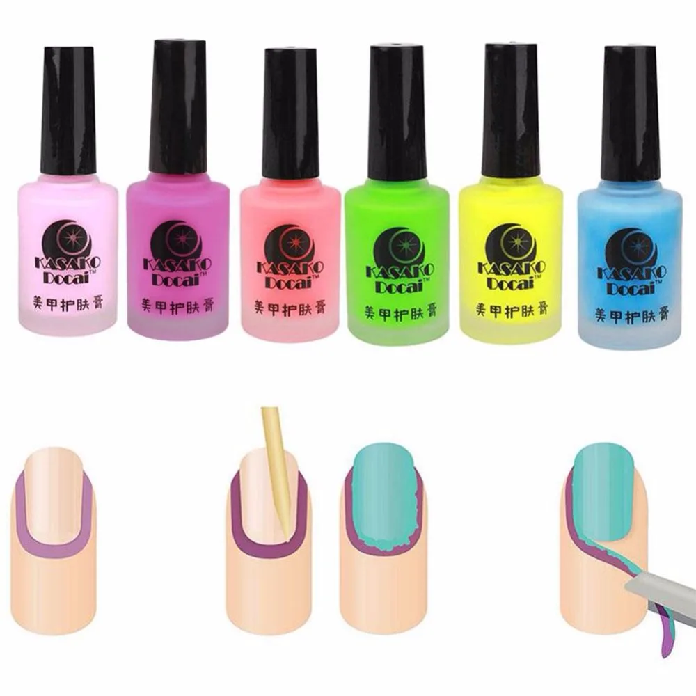 5 Colors Peel Off Liquid Nail Art Tape Latex Nail Polish Easy Clean Base Gel Coat DIY Manicure