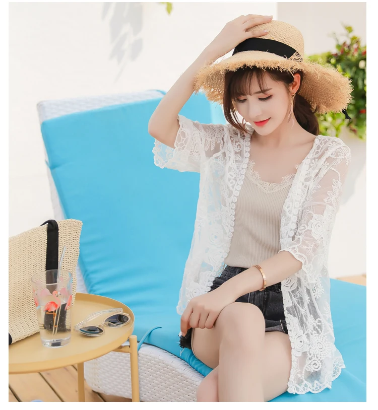 Sexy Crochet beach V Neck Cover Up Split Swimwear Summer Outings Swimsuit See-through Cover Ups Women Beach Wear Dress (9)