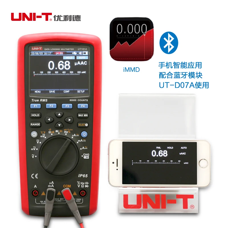 UNI-T UT181A medidor de temperatura de registro de True RMS multimetro Digital DMM w/Re recarregaveis de Li EU Plug