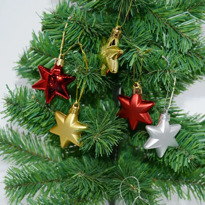 

Christmas Tree Hanging Baubles Star Event Party Ornament Red Sliver Gold christmas decorations for home new year
