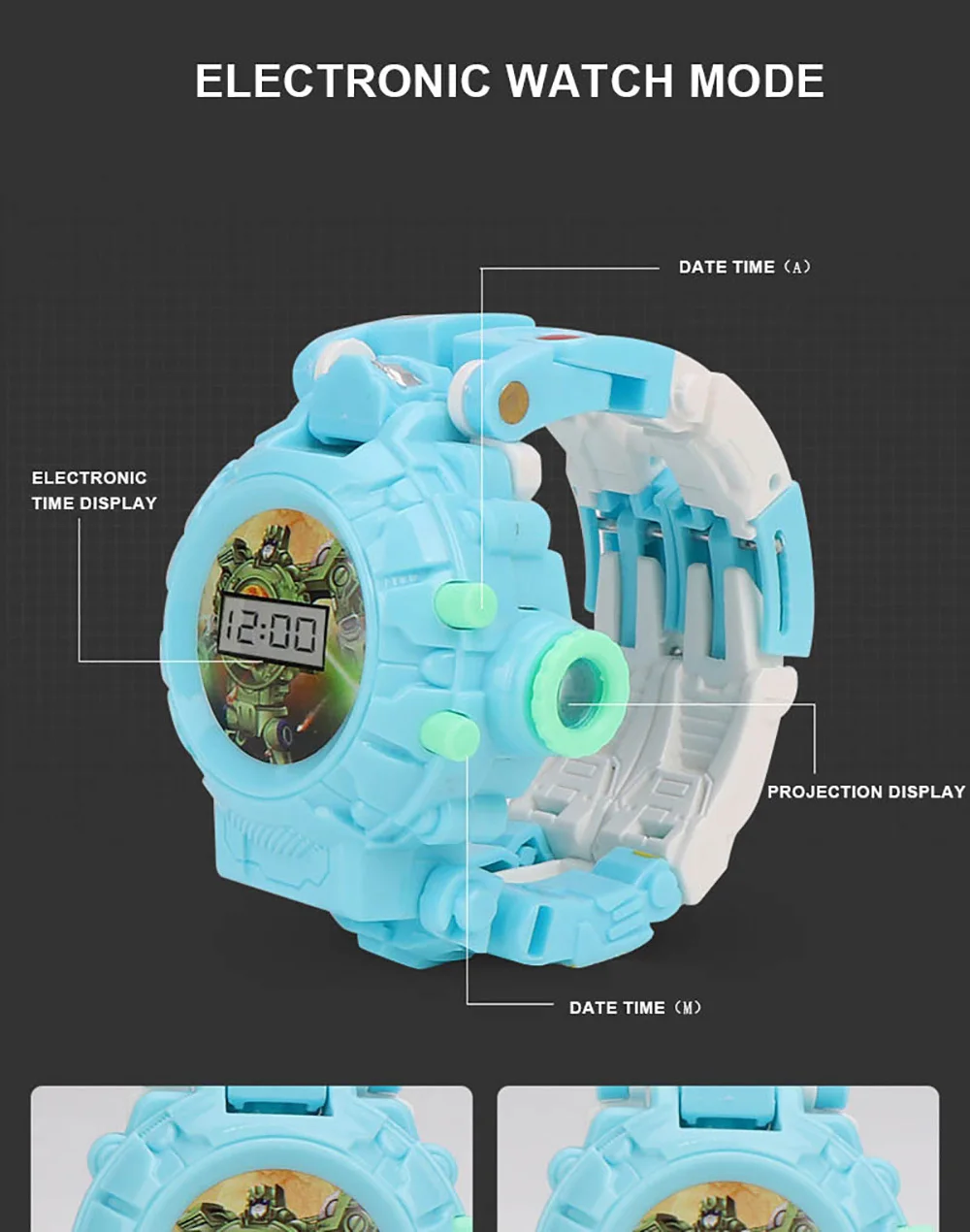 Трансформеры игрушки робот часы 3в1 проекция дети цифровые наручные часы деформация спасательные робот игрушки электронный обучающий подарок