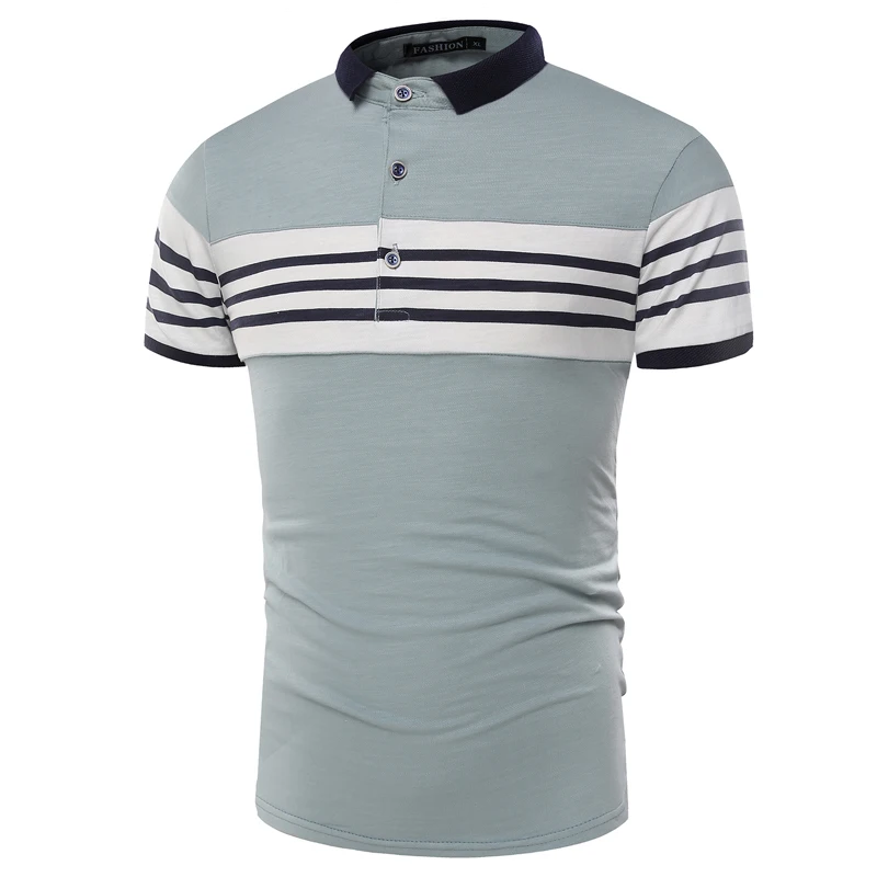 Мужская Мода Отложным Воротником С Коротким Рукавом Полосы Рубашки Поло Мужчин