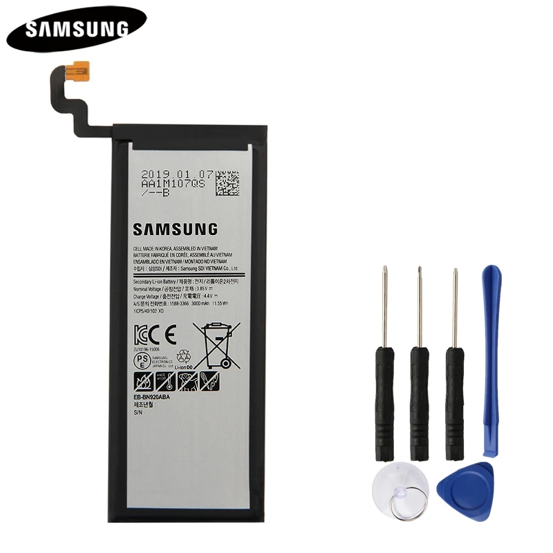 Телефон Батарея EB-BN920ABE EB-BN920ABA для samsung GALAXY Note 5 N9200 N920t N920c Note5 SM-N9208 N9208 3000 мА-ч