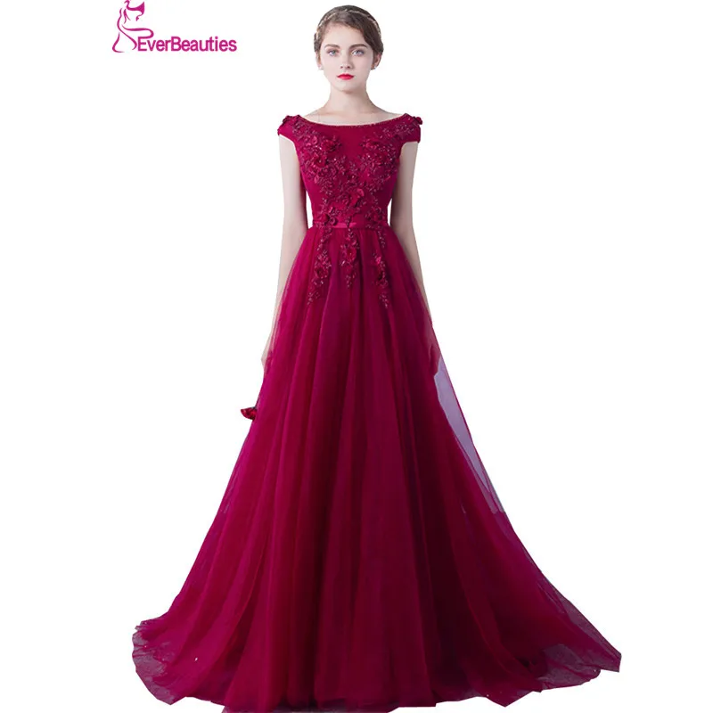 Wine Red Evening Dresses Long Women Lace Appliques Robe De Soiree Elegant Party Formal Prom Dress 2019 Abendkleider Wine Red Evening Dresses Long Women Lace Appliques Robe De Soiree Elegant Party Formal Prom Dress 2019 Abendkleider