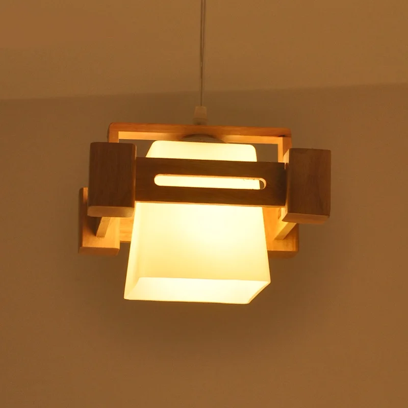 

Solid Wooden Chinese style wooden art modern minimalist atmosphere three head chandelier meal living study wooden lamps MZ138