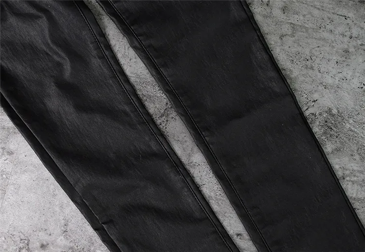 Stretch jeans stretch jeans for women's wear ultra high waist strap decorative coating leather stretch jeans PU large size (16)
