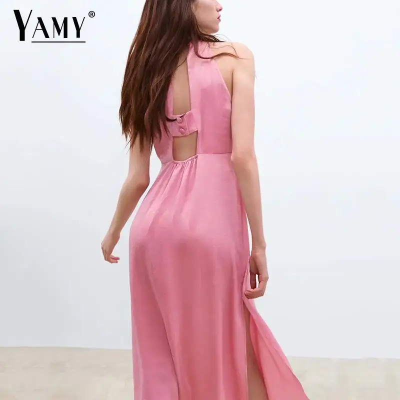 

Summer dress women sexy sleeveless beach dress korean fashion elegant vintage women clothes 2019 Kawaii pink midi dress vestidos