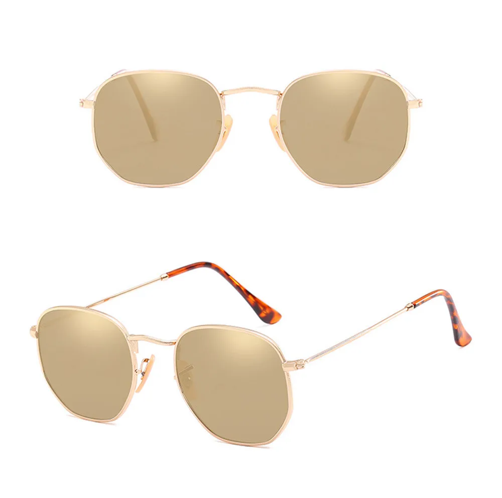 Мужские и женские квадратные винтажные зеркальные солнцезащитные очки для