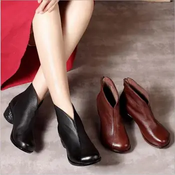 

YR!Free shipping.Wholesales.2019 style Genuine leather boots.lady's Head layer cowhide shoes.fashion Daily casual boots,vintage