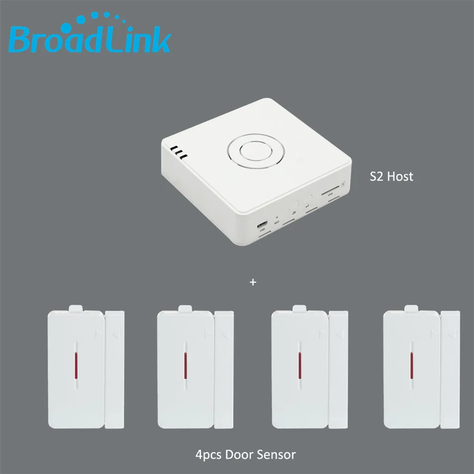 1pcs New Broadlink S2 RF433MHz Alarm&Security Host + 4pcs Door Sensor,Compatible S1C Door Sensor, Motion Sensor, Upgrade S1 S1C