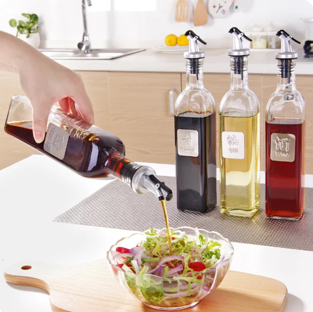 

Multipurpose Glass Cooking Oil Can Pot Leak-proof Household Soy Sauce Vinegar Seasoning Jar Kitchen Restaurant Tools LF386