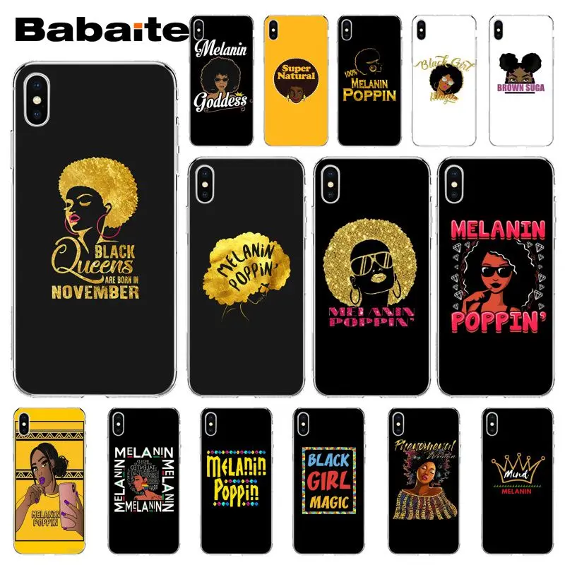 Babaite 2bunz Melanin Poppin Aba black girl волшебный мягкий силиконовый чехол для телефона для iPhone 5 5Sx 6 7 7plus 8 8Plus X XS MAX XR