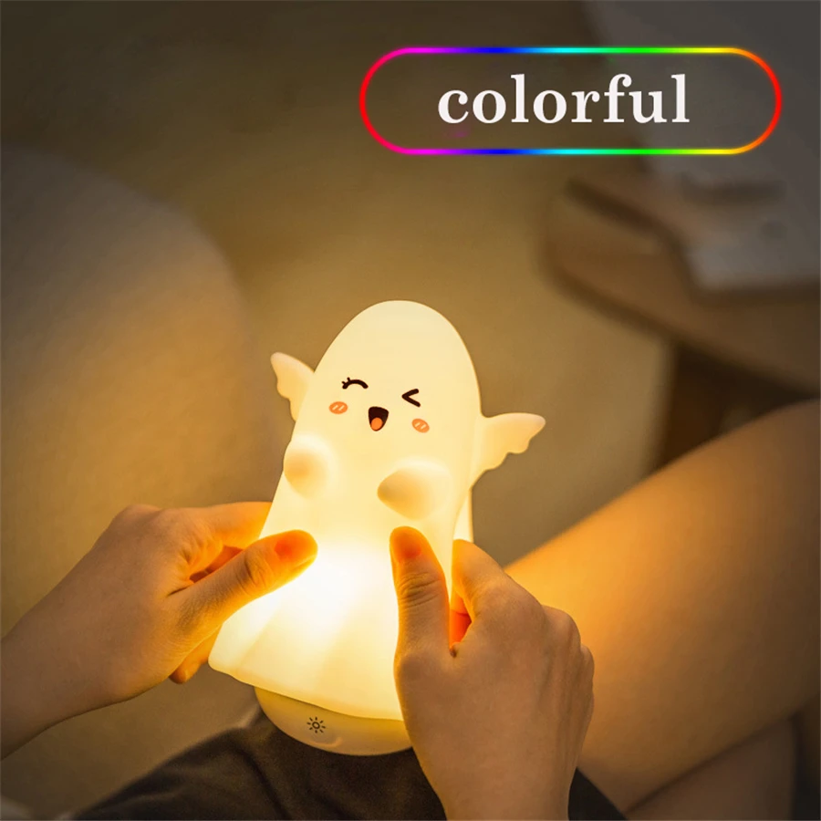 Colorful LED Night Light Remote Control Silicone Rechargeable Touch