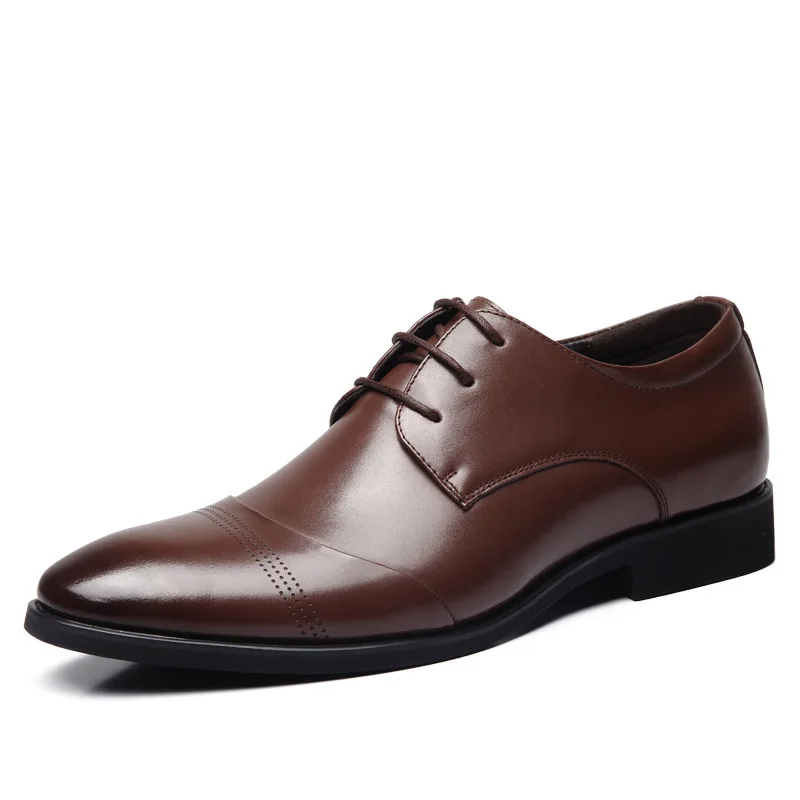 Fashion Mens Business Shoes Black Brown Soft Leather Male Brand Footwear Pointed toe Men's Casual Shoes KA095