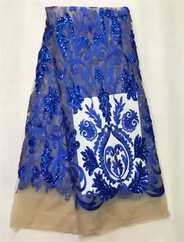 

Hot selling Latest African Lace High Quality french net Lace Fabric with sequins for sewing SL1064